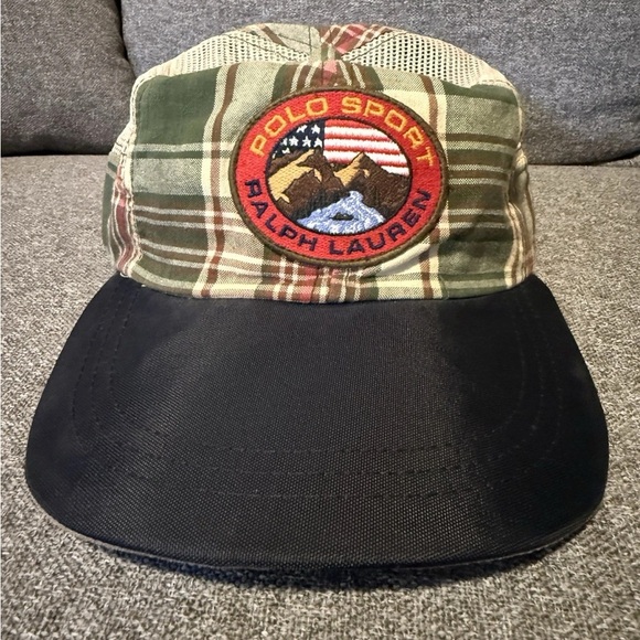 Polo by Ralph Lauren Green Plaid Cap with Black Brim